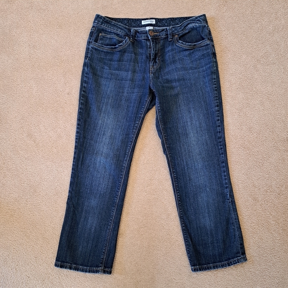 St. John's Bay Capris Dark Blue Denim Cropped Jeans Size 10 Casual Stretch